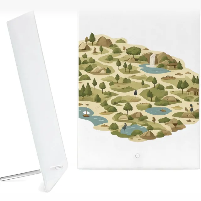Mr Cadeautjes Glazen fotopaneel Een rustige stadsplattegrond als decoratieve print met mini- 15 x 20 cm, staand - glas, decoratie, wanddecoratie | cadeau Wit