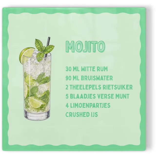 Stadsetrots Tegeltje Mojito - groen - tegeltje cocktail - tegeltje met tekst