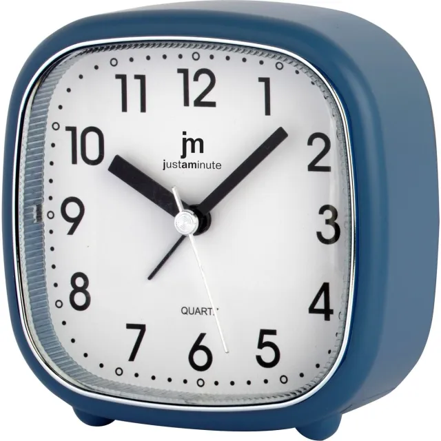 Just a Minute Wekker | Blauw | vierkant - met stil uurwerk en seconden wijzer