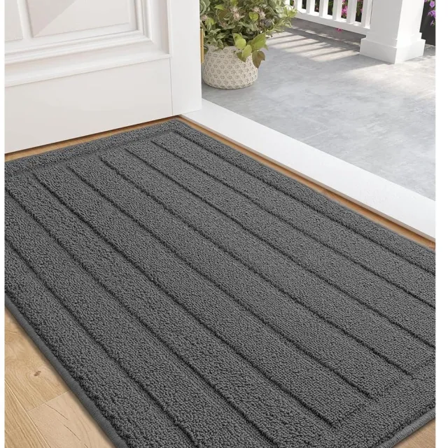 RFWR Antislip Deurmat voor Binnen 50 x 90 cm – Microvezel en Absorberend – Mode Entree Mat – Machinewasbaar Grijs