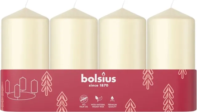 Bolsius 10 trays/sets met 4 stuks Bolsius ivoor stompkaarsen 100/48 (20 uur) Soft Pearl