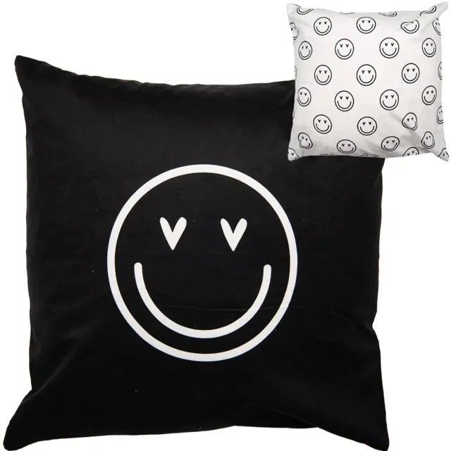 Clayre & Eef Kussenhoes 45x45 cm Zwart Wit Polyester smile