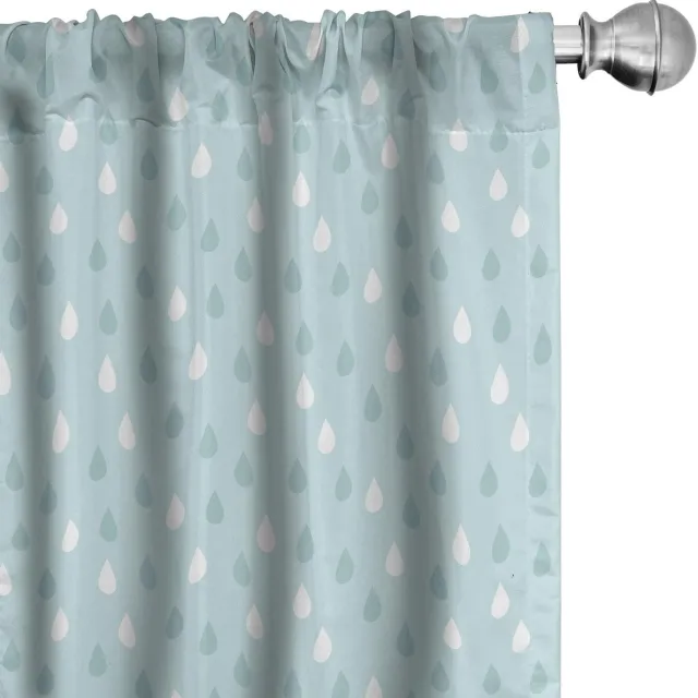 ABAKUHAUS Gordijnen met geometrische print – 2x75x225 cm – Blauw-wit microvezel