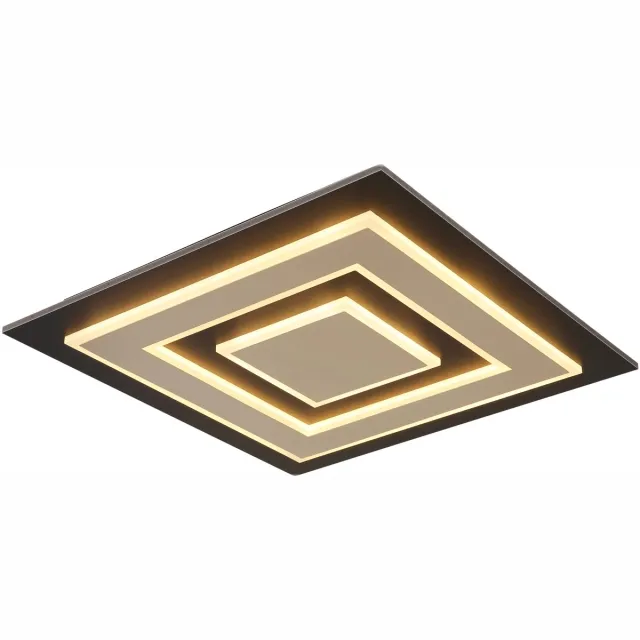 Globo LED plafondlamp Woonkamerlamp Slaapkamerlamp Plafondlamp Paneel structuur, MDF kunststof metaal, 40W 840lm warm wit, LxBxH 48x48x5,2 cm Zwart