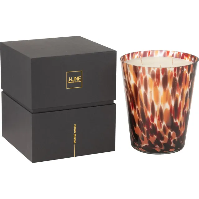 J-Line geurkaars Noa - Magnificient Birch - glas - rood - large - 95U Multi