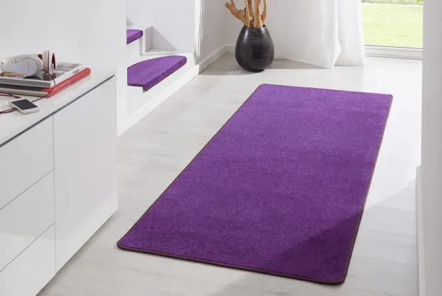 flycarpets Loper Uni Laagpolig Effen Vloerkleed - Fancy - Paars 80x200 cm