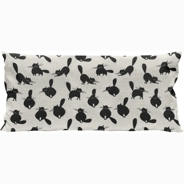 ABAKUHAUS Kat Kussenhoes, Grappige Haustierschattenbilder, Kussenhoes met Ritssluiting en Dubbelzijdige Print, 90 x 40 cm, Zwart Beige