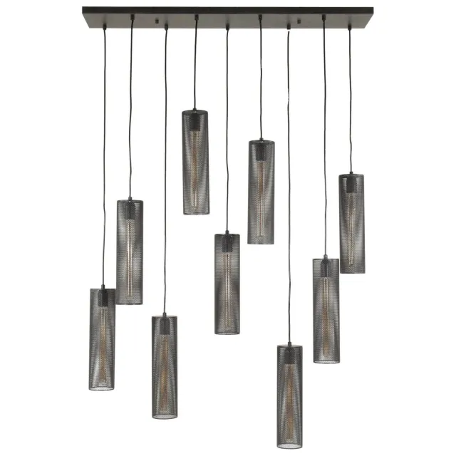 Nest of Nora Hanglamp Brao - 9-lichts 5+4 - Metalen mesh - Zwart