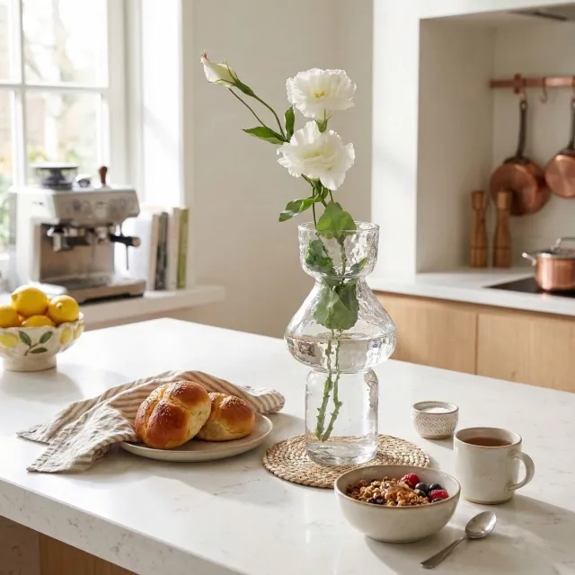 HD Collection Vaas helder glas – Perfect voor bloemen & takken – Rond & modern Transparant