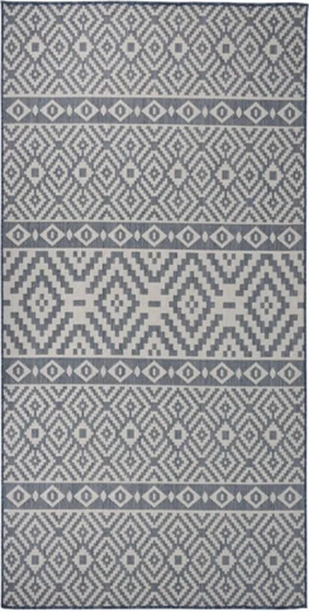 vidaXL Buitenkleed - met - patroon - platgeweven - cm - blauw