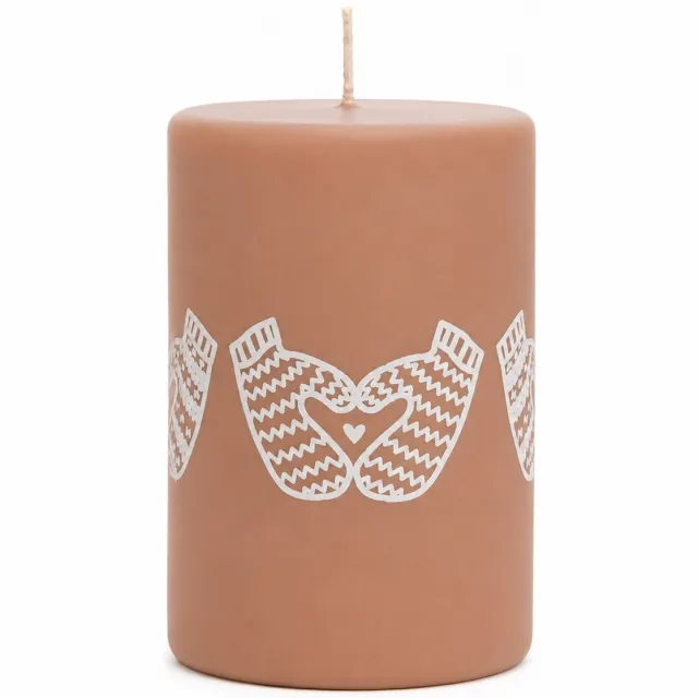 Rustik Lys Winterkaars Winter Feelings - Stompkaars Brique Roze - 6 x 10 cm - 32 Branduren Bruin, Roze
