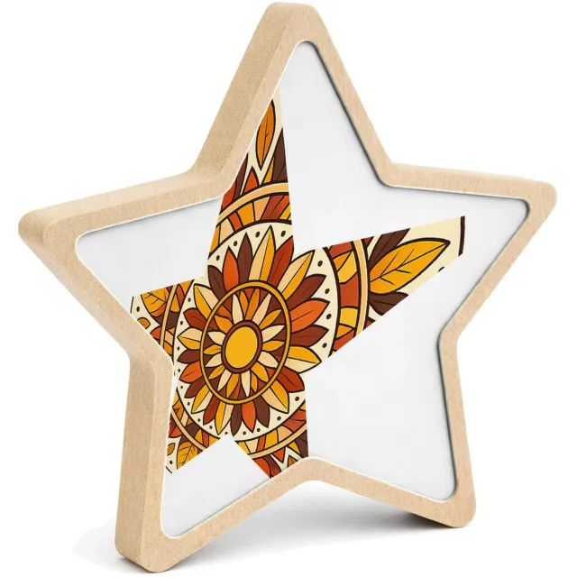 Mr Cadeautjes MDF fotolijst ster 14 x 13,5 - design Ronde zonnewaaier met botanische rust | cadeau Wit