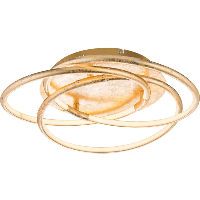 Globo Plafondlamp ringen designlamp goud plafondlamp woonkamer modern, aluminium, satijn, LED 30W 2100Lm warm wit, DxH 50x14 cm