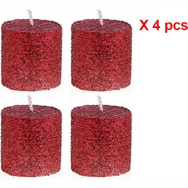 Silumen Mini Glitter Kaars Geurloos - set van 4 stuks - Plastic - Rood - Rouge - SILUMEN
