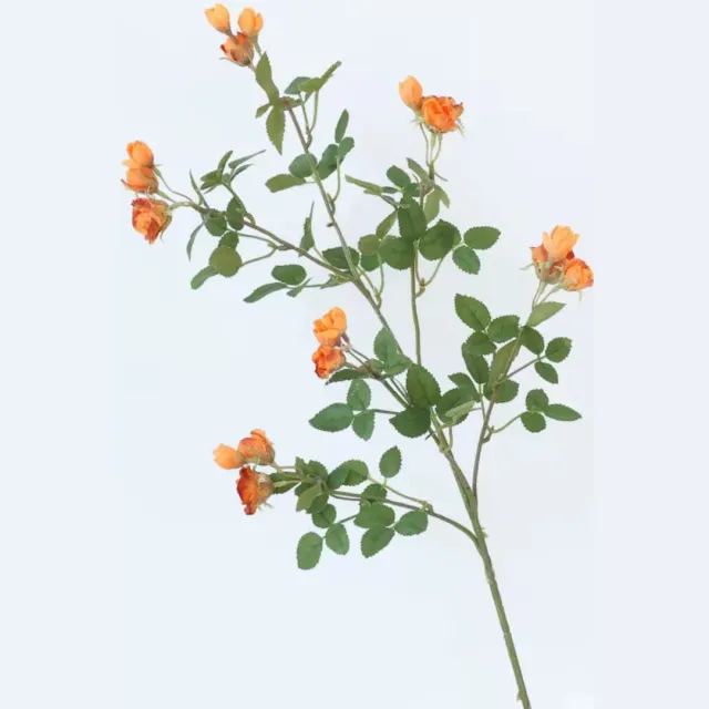 Globalgiftshop Steelbloem - kunstbloem 65 cm met 6 zijtakken kleine roosjes oranje
