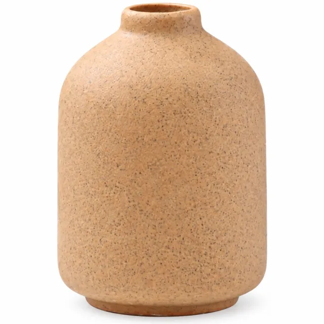 SWGOTA Keramische vaas bruin met zwarte spikkels - 9,8 cm hoog, diameter 7 cm - opening 2 cm - voor kunstbloemen