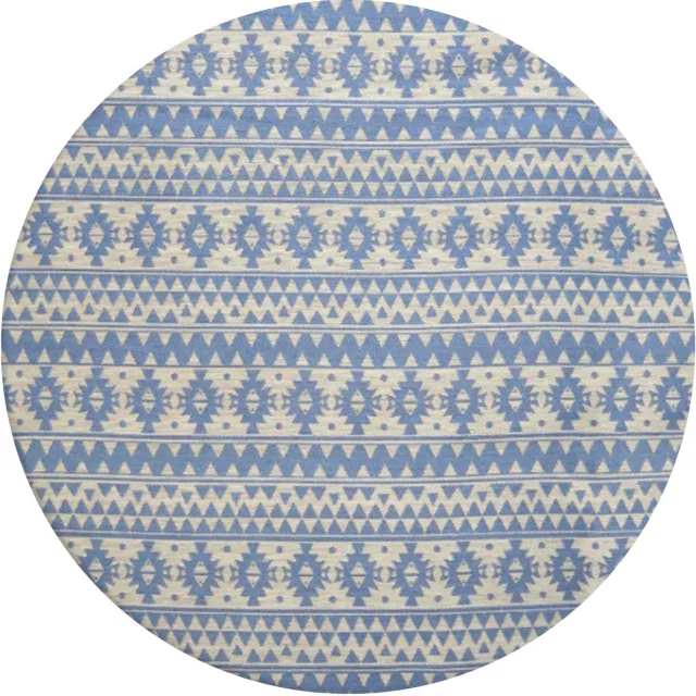 Padiro rond stijlvol platgeweven vloerkleed - lichtblauw - voor binnen en buiten - voor vloerverwarming - van polyester