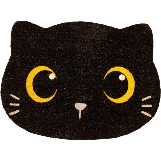 PEAM Kokosvezel Deurmat Met Zwarte Kat: Duurzame Entreemat Voor Een Hartelijke Welkom - 70 x 40 x 2 CM