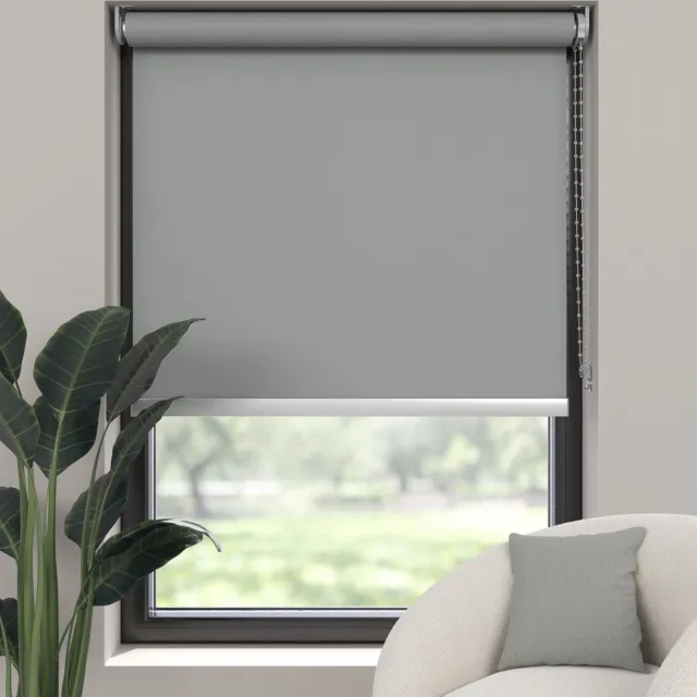 Dutchblinds Rolgordijn - verduisterend - Grijs - 45x275cm - Raamdecoratie op maat