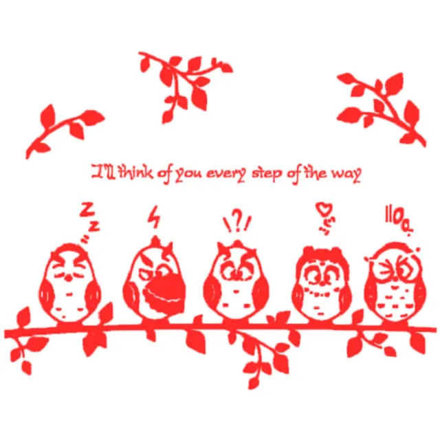 Muursticker Uilen rood