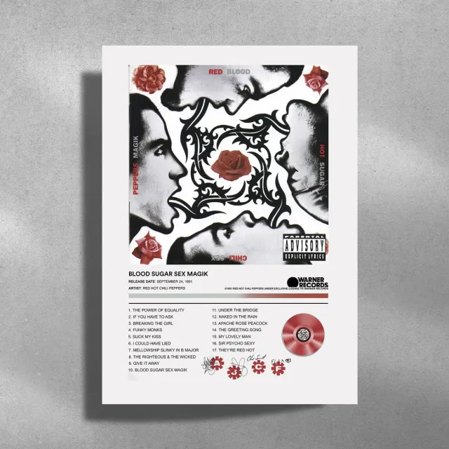 Luxe poster Red Hot Chili Peppers - Metalen Poster 30x40cm - Blood Suger S*x Magik - album cover