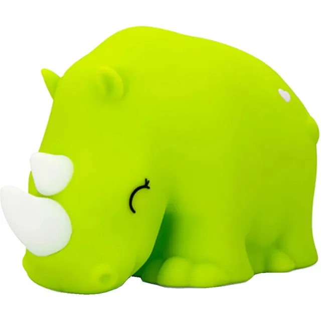 DHINK Nachtlampje Rhino Neushoorn - in zacht knuffel-siliconen materiaal groen