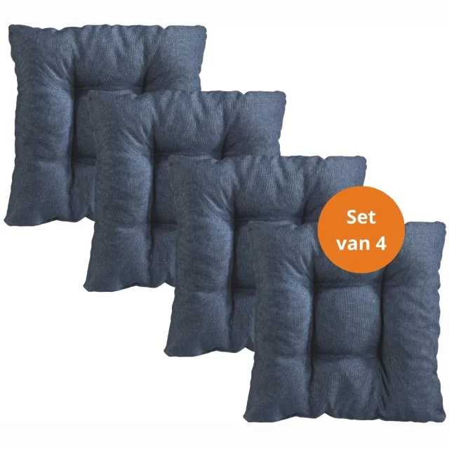 Sleepling stoelkussen, 38 x 38 cm, set van 4, zachte bekledingsstof, zitkussen in jeans