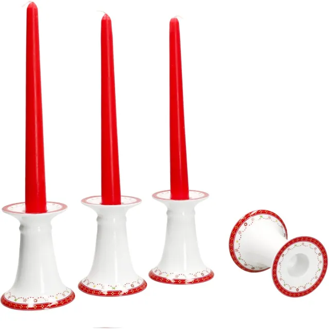 MamboCat Set van 4 Christmas Dream kandelaars hoogte 10,7 cm gemaakt van porselein Kerstversieringen