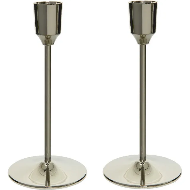 Decoris Set van 3x stuks luxe diner kaarsen staande kandelaar aluminium kleur zilver 20 cm - Diameter onderkant 7 cm