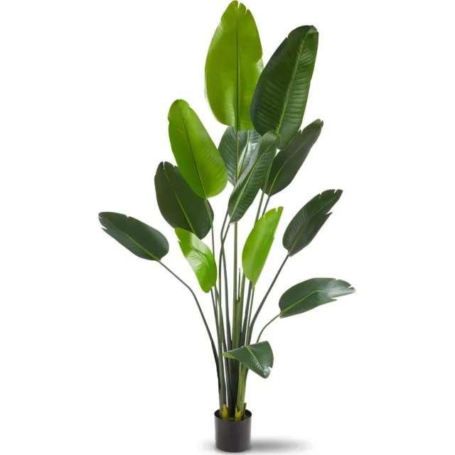 Tectake Kunstmatige Paradijsvogelboom Tropic – Strelitzia - Natuurgetrouwe Kunstplant met Gedetailleerde Bladeren en Stevige Bloempot – Onderhoudsvriendelijk en Veelzijdig – Hoogte: 180 cm
