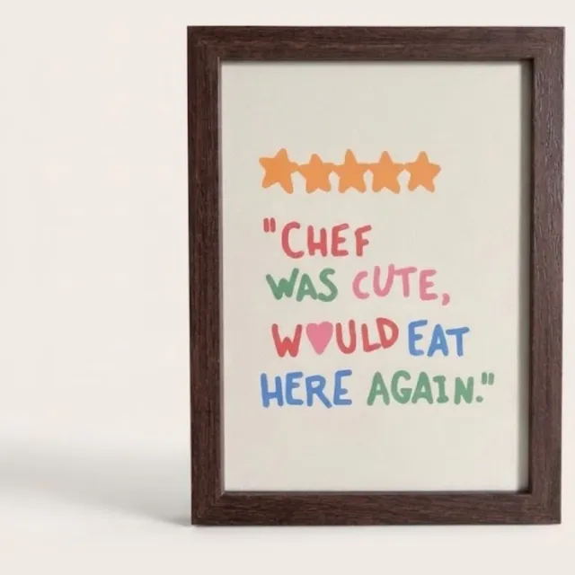 KAE Design Poster - Google Chef Review 5 Stars - Art Print - 13x18cm - Framed bruin