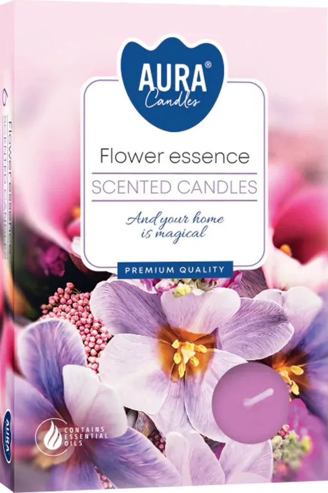 Aegis Aura - Geur Theelichtjes / Geurkaarsen / Geur Waxinelichtjes / Scented Candles - Boeket Bloemen/Flower bouquet - 1 doosje met 6 waxinelichtjes Lila