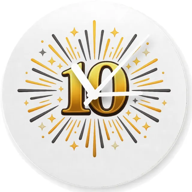 Mr Cadeautjes Glazen klok Ø 20 - design Luxe jubileum met een ander centraal symbool en een stralend | cadeau Wit
