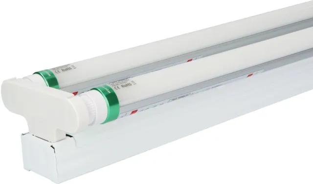 HOFTRONIC LED TL armatuur 150cm Dubbel - T8 fitting - flikkervrij - 6000K Daglicht wit licht - 60W 9600lm (160lm/W) vervangt 138 Watt TL lamp - 5 jaar garantie Transparant