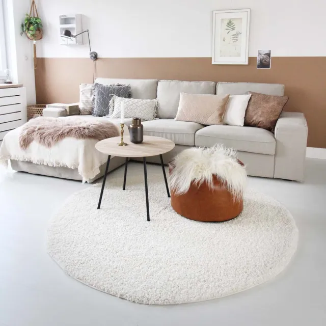 Tapeso Rond hoogpolig vloerkleed - Shaggy Trend crème 160