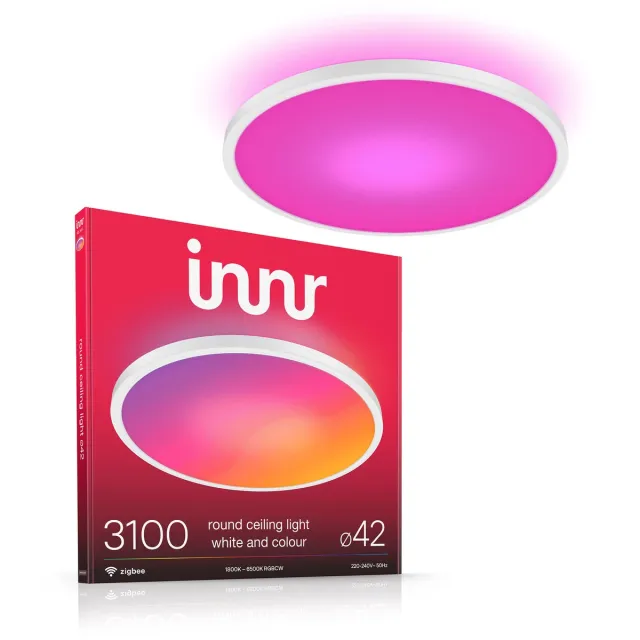 innr Smart Plafondlamp - 42 cm - Zigbee - geschikt voor Philips Hue - LED plafonniere kleur en warmwit tot koelwit licht - slimme lamp - dimbaar - 3100 Lumen Wit & Kleur