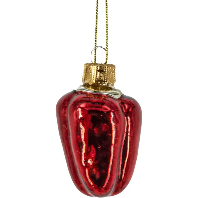homebound by ky Kerstbal peper - glas | 4,5x4x6,9cm | kerstbal Rood