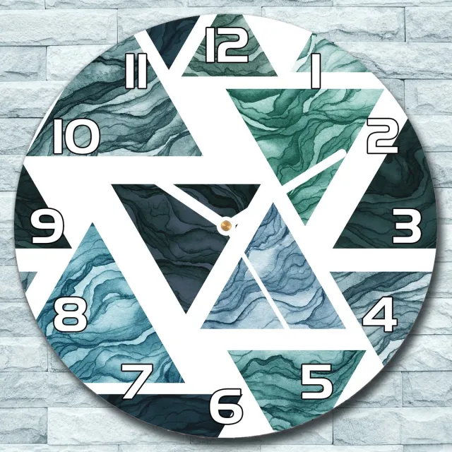 Coloray Wandklok - Marmeren driehoeken Glazen Klok - 30fi cm - Groente Wandklok - Wandklok Ronde - Wandklok Klassiek - Wandklokken Woonkamer - Stille Wandklok Groente - Marmeren driehoeken - Witte Handen