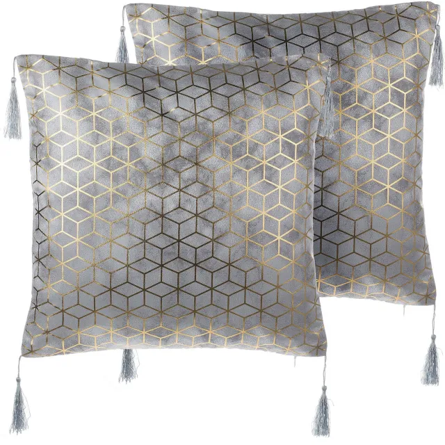 Beliani CAMELLIA - Sierkussen set van 2 - Zilver - 45 x 45 cm - Polyester