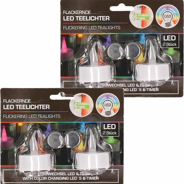 Cepewa LED theelichtjes - 4x st - gekleurd - D4 cm- theelichtjes - waxinekaarsjes - kaarsjes Wit