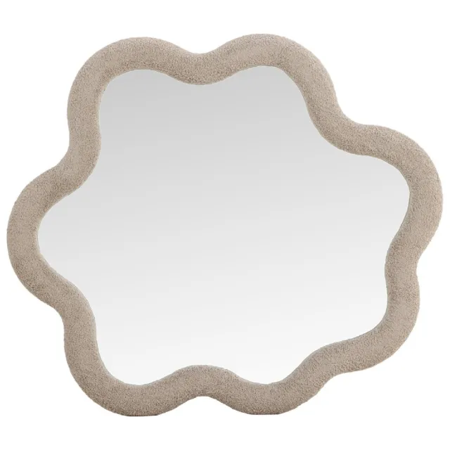 Nest of Nora Wandspiegel 70x70 - Golvende vorm - Boucle frame Transparant