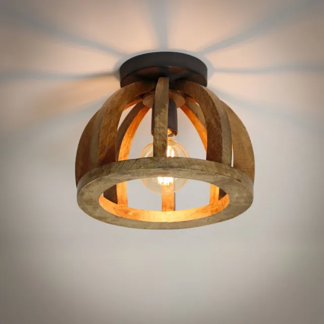Dimehouse Plafondlamp Madri gebogen mangohout Ø30