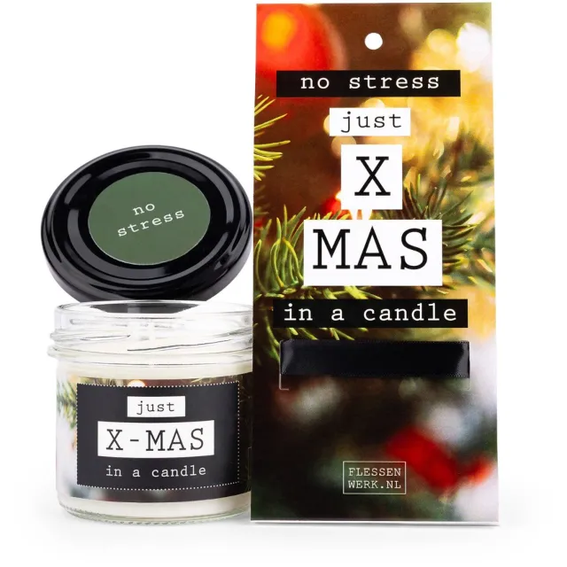 Flessen werk No stress - JUST X MAS - in a candle, in luxe verpakking Wit