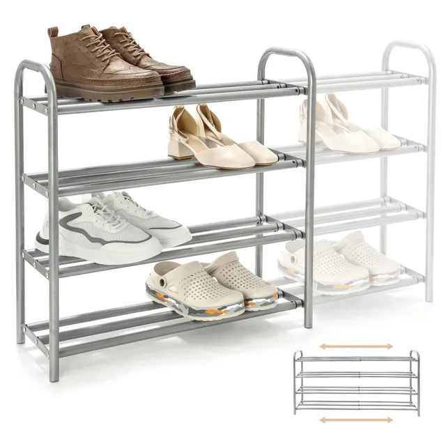 Duraxl Schoenenrek - 4 niveaus - Metaal - Uitschuifbaar 60 tot 100 cm Zilver