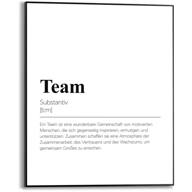Reinders Schilderij Team - Duitstalig - 50 x 40 - Hout - REINDERS Zwart-Wit Zwart