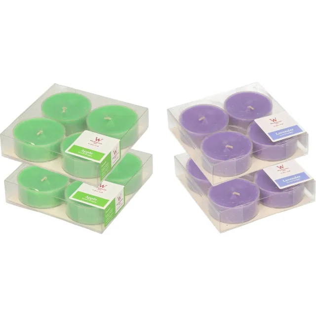 Trend Candles 16x max-size geurkaarsen theelichtjes lavendel en appel 8 branduren Multi