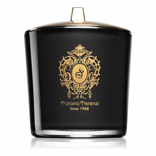 Tiziana Terenzi XIX March Geurkaars 550g - Luxe Zwarte Glas & Houtenknoten