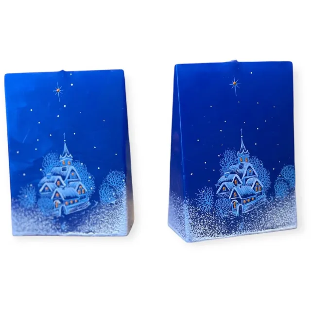 Hädicke Kerstkaars | piramide | Winterdorp | Blauw | 12 cm