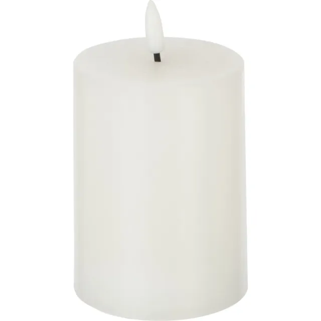 J-Line cilinderkaars - wit - small - LED lichtjes