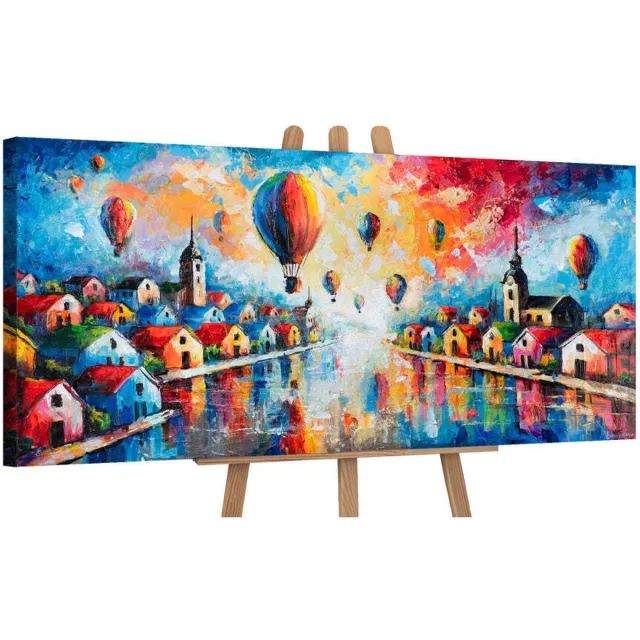 YS Canvas schilderij panoramisch 115x50 handgeschilderd hemelse verten hemel natuur – YS-Art Gallery – Luchtige wanddecoratie voor woonkamer – Modern schilderij voor hal